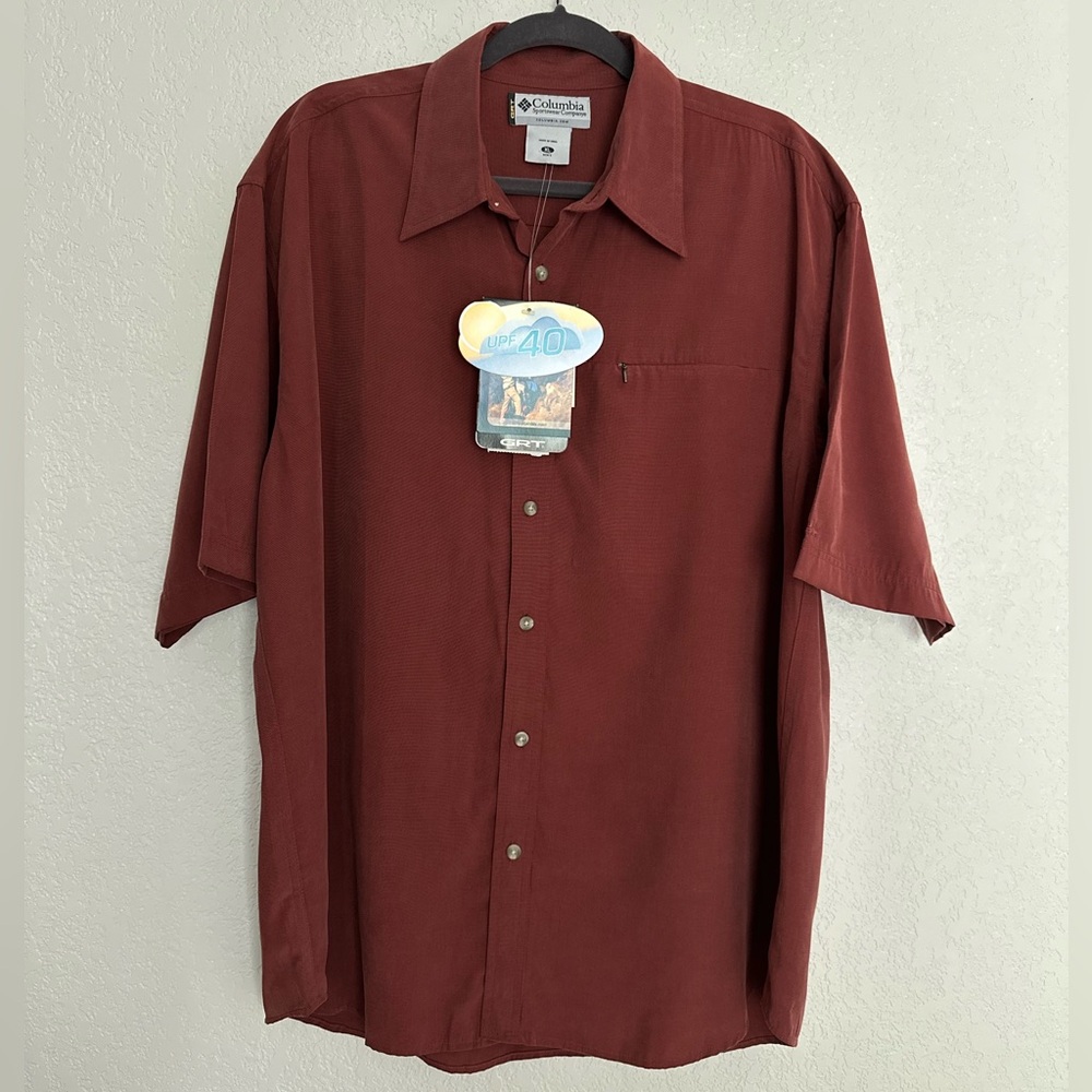 Columbia Men's Deep Red Casual Button Down Shirt